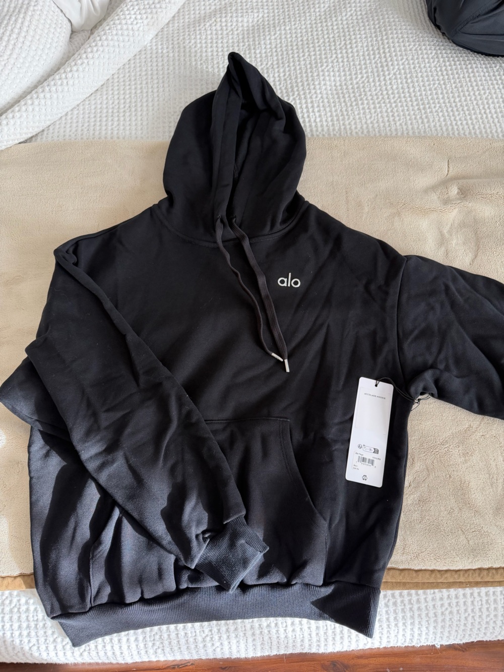 ALO Yoga Black Cowl Neck Pullover Hoodie